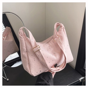 Sac à Épaule en Toile Décontracté pour Femmes Avec Imprimé Étoiles Grande Capacité Sac à Bandoulière Mode Cabas Hobo