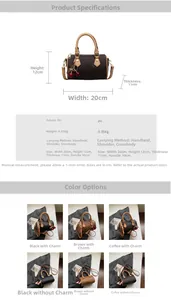 Detailed size chart and specifications for the classic monogram crossbody handbag