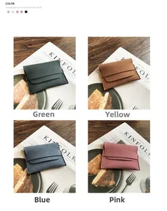 Frosted matte coin purses in four Morandi colors displayed on a wooden table with props