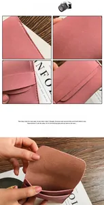 Detailed internal view of pink matte card holder with multiple slots and fine stitching