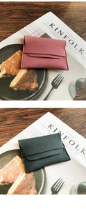 Minimalist matte faux leather coin purses in dusty pink and dark green with envelope flap