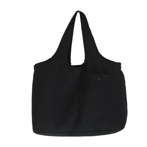 Sac cabas noir polyvalent en nylon léger de grande capacité avec poche avant à boucle métal