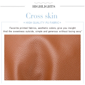 Detail macro view of brown washed PU leather with high quality cross skin texture
