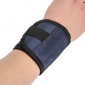 Strong magnetic wristband for tools with breathable blue mesh and adjustable strap