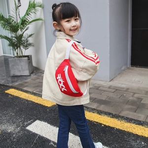 Sac banane rouge pour enfant en toile avec imprimé ROCK et sangle blanche