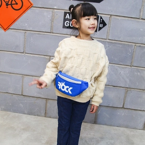 Sac banane bleu pour enfants avec imprimé Rock blanc et bandoulière réglable tendance
