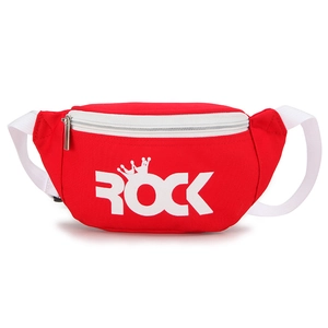 Sac banane rouge en toile pour enfants avec imprimé ROCK et sangle ajustable