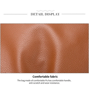 Detail view of brown lychee texture PU leather showing scratch-resistant and durable material