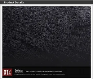 Detailed macro view of black top grain leather texture with natural lychee grain pattern