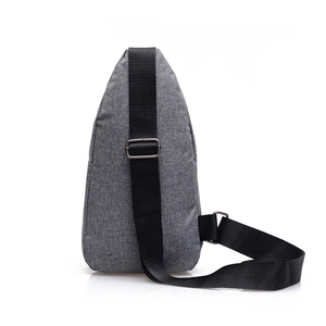 Men's fashion grey checkered chest bag with adjustable black strap on white background