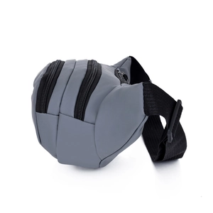 Sac banane gris en tissu Oxford avec poches zippées multicouches et sangle réglable