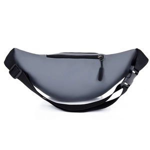 Sac banane moderne en tissu Oxford gris mat avec sangle noire réglable pour homme décontracté