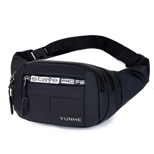Sac de poitrine tendance en oxford noir et sac banane multicouche pour hommes stylés
