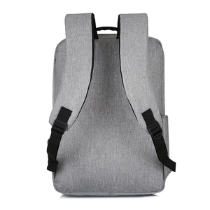 Light grey minimalist business laptop backpack with USB port and padded straps