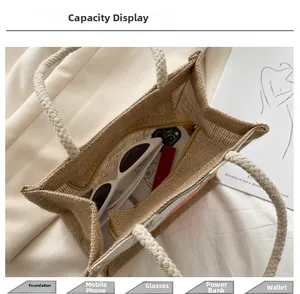 Internal view of a large woven tote bag showing the spacious capacity for everyday essentials