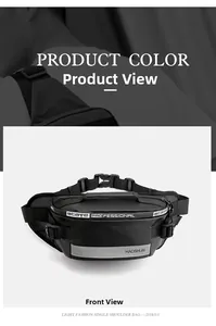 Detail showing high-quality waterproof nylon material and reflective safety strip on waist bag