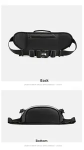 Detail view of the waterproof fabric back with zipper pocket and adjustable strap buckle
