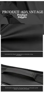 Detail view of durable waterproof fabric and thick padded handle on the black sports waist bag
