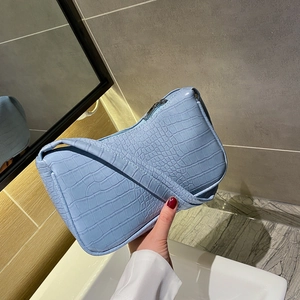 Sac à Épaule Baguette pour Femme Motif Crocodile en Cuir PU Rétro Sac Sous le Bras Petit Sac à Main Messenger Fashion