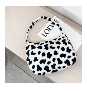 Borsa Sottobraccio in Peluche Muccata da Donna Borsa a Tracolla in Pelliccia Sintetica Retrò Hobo Tote Bag per Studenti Moda Quotidiana