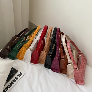 Fashionable crocodile pattern faux leather underarm shoulder bag in multiple colors