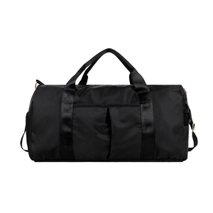 Grand sac de voyage noir en tissu imperméable avec compartiment à chaussures séparé unisexe