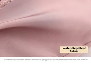 Detail view of water-resistant high-density nylon fabric on this stylish shoulder bag