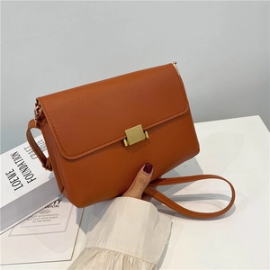 Minimalist PU Leather Small Square Crossbody Bag For Women Solid Color Shoulder Bag With Metal Buckle Versatile Commuter Handbag