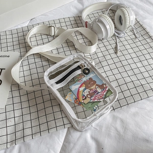 Fashion Clear PVC Crossbody Bag For Women Transparent Small Square Shoulder Bag Minimalist Zipper Messenger Bag Phone Pouch