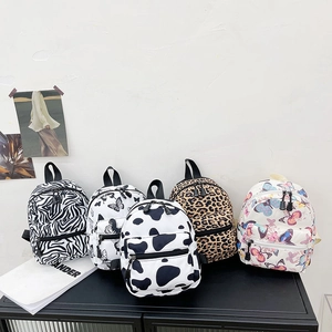 Japanese Kawaii Mini Backpack For Women Cute Animal Print Cow Zebra Leopard Butterfly Nylon School Bag Small Travel Daypack