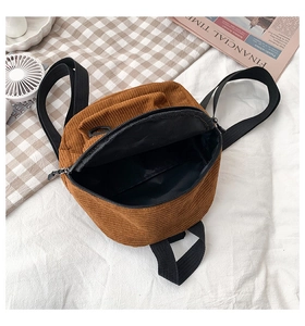 Brauner Cord-Mini-Rucksack mit Innentasche und stylischem Rippenstruktur-Design
