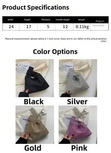 Detailed size specifications and color variants of the rhinestone evening handbag
