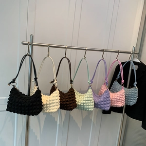 Chic bubble texture shoulder bags in multiple colors including cream and mint green
