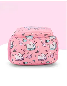 Flache Unterseite des rosa Einhorn-Kinderrucksacks aus wasserfestem Nylon-Gewebe