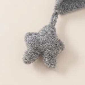 Cozy grey knitted star ear protection winter hat for babies and toddlers with soft texture