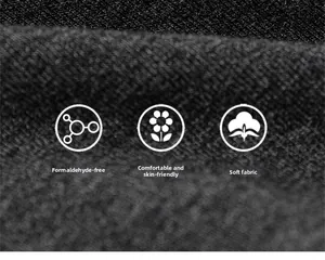 Detail of soft black cotton fabric showing skin-friendly texture and formaldehyde-free quality