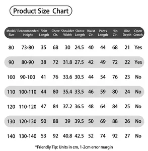 Detailed size chart for boys' plaid suit set with measurements for heights 73cm to 140cm