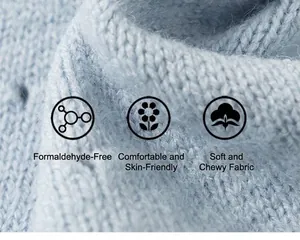 Macro detail of soft light blue knit fabric showing skin-friendly and breathable texture