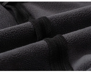 Detail of dark grey fleece fabric with double reinforced stitching for winter Hanfu