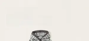 Detail of children's striped hoodie showing grey cotton fabric and hood piping work