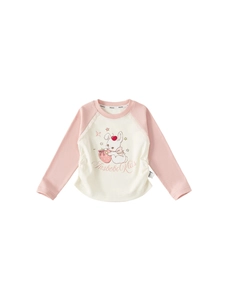 Pink and white raglan long sleeve toddler t-shirt with cute bunny and strawberry print