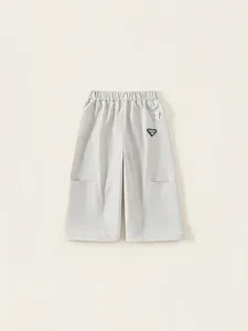 Kids Girls Cargo Pants Polyester Solid Color Minimalist Wide Leg Straight Trousers For Daily Casual Spring Autumn Wear