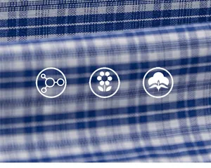 Close-up of blue and white plaid fabric texture for children's cotton clothing sets