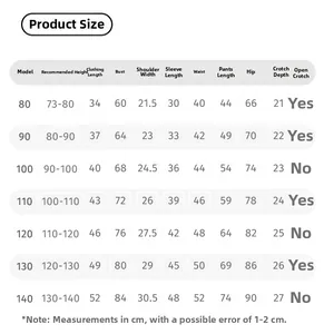 Detailed size chart for girl's ruffle shirt and plaid outfit set with measurements