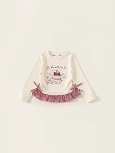 Girls Long Sleeve T-Shirt Cute Cartoon Cake Graphic Cotton Blend Casual Crew Neck Tops Children Fall Clothing