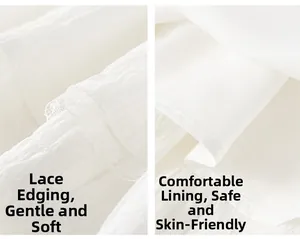 Detail of white mesh skirt showing delicate lace trim and soft skin-friendly lining