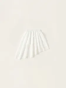 Girls Sweet White Tiered Lace Hem Skirt Asymmetrical Mesh Layered Skirt Casual Tutu Skirt For Big Kids Spring Fashion Skirts