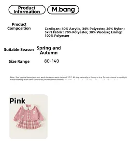 Detaillierte Materialzusammensetzung und Pflegehinweise für rosa Strickjacke und Rock