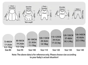 Guida alle taglie per completo bambina con top a quadri e jeans con misure dettagliate