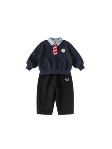 Ensemble uniforme scolaire pour garçons avec sweat bleu marine, cravate et pantalon